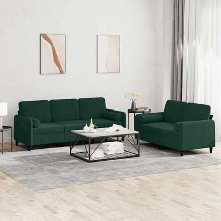 vidaXL - 2-delige - Loungeset - met - kussens - fluweel - donkergroen
