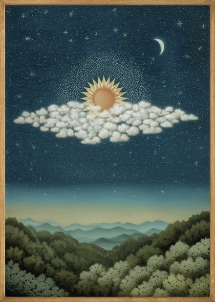 Sterrenhemel Boven het Woud Poster - 30x40 cm