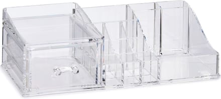 Make-up organizer/opberger 13-vaks met lade 30 x 15 cm van kunststof - Make-up houder