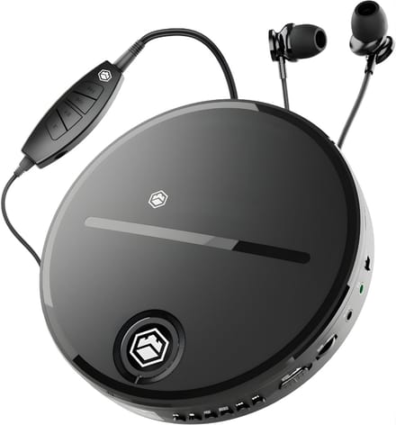 QORA® CD Speler - Draagbare CD Speler - Portable CD Speler - Zwart - 15cm x 15cm x 3cm