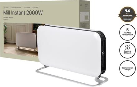 Mill SG2000LED - design convectorkachel - 2000 Watt - ventilator - LED display - tot 20m2 - wit - 5 jaar garantie