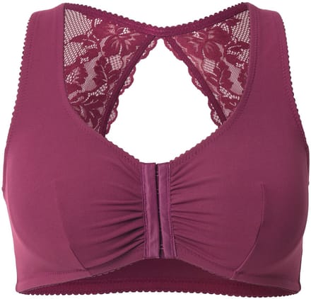Ulla Popken - Dames - Bustier kanten achterkant voorsluiting zonder beugels - Donker bes - Maat 100D