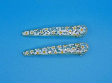 Duckklem met bloemenprint wit