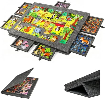 Puzzletafel - Puzzelbord - Puzzels Maken - Met 6 Lades - 77 x 53 cm - Donkergrijs