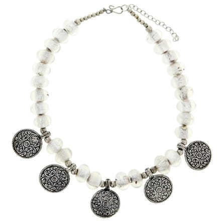 Behave - Witte ketting met glaskralen en hangers - Nikkelvrij - 44 cm