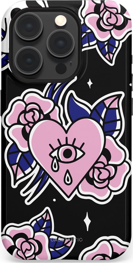 Casetastic hoesje geschikt voor Apple iPhone 15 Pro - MagSafe - Dubbellaagse bescherming - Eindeloze passie - Fashion Case - Zwart Grijs Lichtroze Wit
