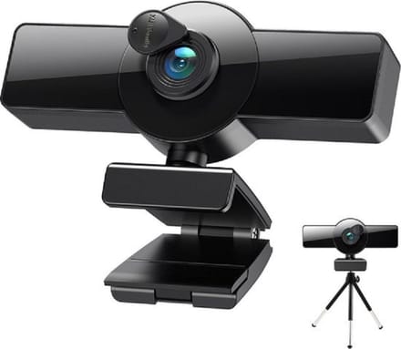 DrPhone CW8 - 2K Webcam – 1440P – Webcamera met Microfoon/Statief en Privacykap – Vaste focus - 75 Graden Kijkhoek - 5MP – Zwart