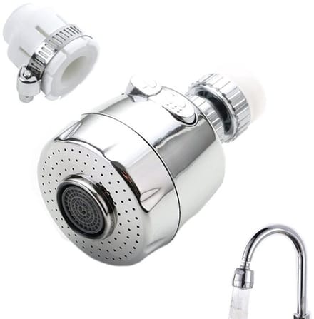 Allecto - Kraanbeluchter - Waterbesparend - 360 ° Roterend - Zilver