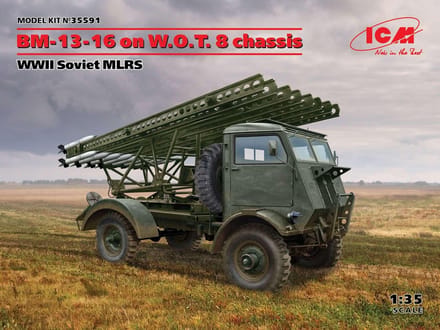 ICM Modelbouwpakket Militaire voertuigen - 35591 BM-13-16 on W.O.T. 8 chassis - WWII Soviet MLRS Plastic - 1:35 - Modelbouw