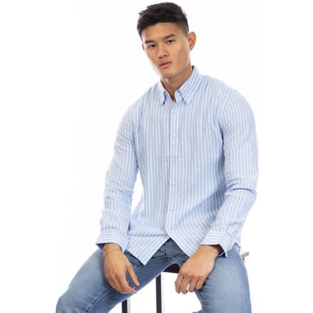 Peter Werth Herenoverhemd met verticale strepen, normale pasvorm en lange mouwen (Blauw/Wit)