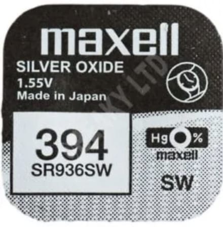 MAXELL - 394 - SR936SW - zilveroxide knoopcel horlogebatterij 2 (twee) stuks