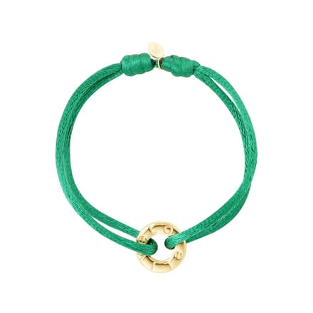 Yehwang - Bracelet color cord - Armband - 16 cm - Goud/Donkergroen - Satijn