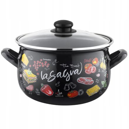 Emalia Pleszew Lasagne Emaille Pan 5,3L - Zwart, 22cm