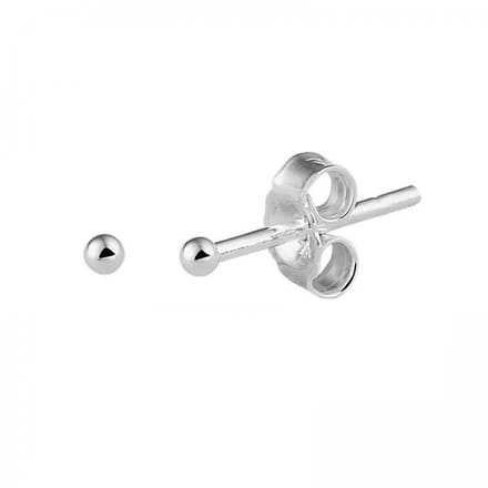 Zilveren round oorknop, Zilver (2MM)