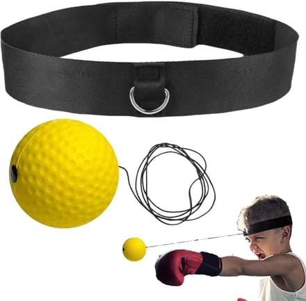 Boksbal Hoofdband - Reactie bal - Coördinatie Trainen - Draagbaar en Flexibel - 8 cm - Geel