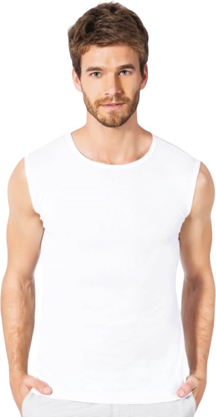 DONEX® Mouwloze Heren Shirts – 3 Stuks – O-Hals – 100% Katoen – Wit – Maat M