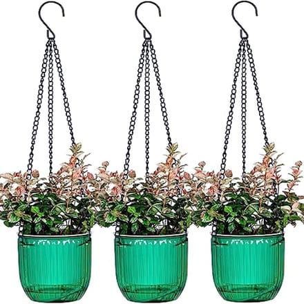 Omgoods - Set van 3 Hangende Bloempotten met Drainage, 4,5 Inch
