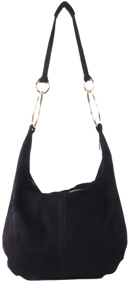 Giuliano lederen schoudertas Lani - Suede - Made in Italy - Zwart