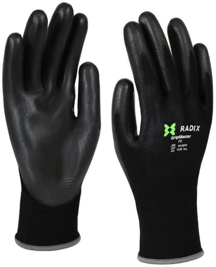 Radix GripMaster - Werkhandschoenen - PU Black - M9 / L