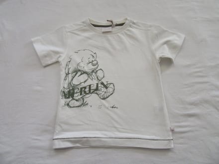 noukie's , jongens , t-shirt korte mouw , creme met groen merlin , 3 jaar 98