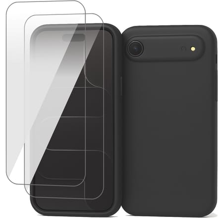 Hoesje geschikt voor iPhone 17 Air - 2x Screenprotector Glas - Mat Back Case Zwart