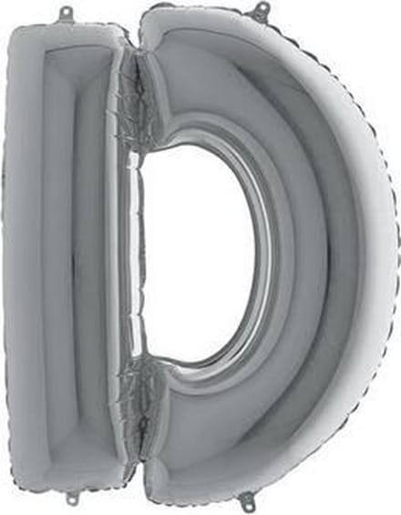 Folieballon letter 'D' zilver (100cm)