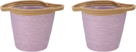 Lila rieten bloempot mand set van 2 - 23 x 22 cm