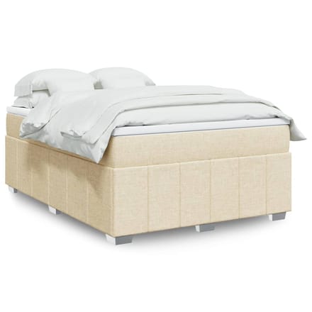 vidaXL - Boxspring - met - matras - stof - crèmekleurig - 160x200 - cm