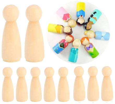 Dailygoody - Houten Peg Poppenlichaam - Diy Schilderen - Onvoltooide