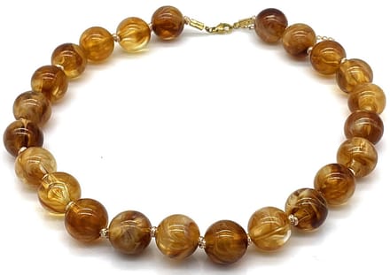 Ketting met acryl kralen - bruin - 47-55 cm