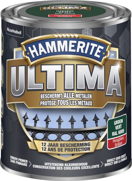 Hammerite Ultima - Groen - 0,75 l - Hoogglans - 7,5 m²/l - Afwerkingslaag