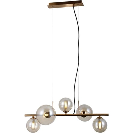 Italux Canello Hanglamp Messing Amber Bollen 5x G9 Glamour