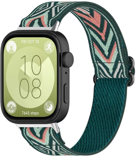 By Qubix - Elastische nylon band - Green Arrow - geschikt voor Huawei Watch Fit 5 / 4 / 3