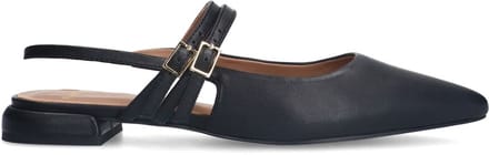 Manfield - Dames - Zwarte leren slingbacks met dubbele bandjes - Maat 36