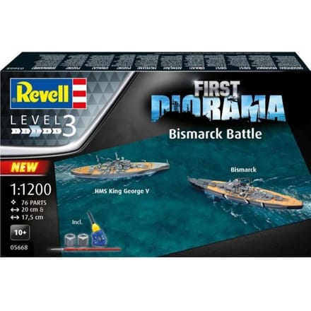 Revell Modelbouwpakket Diorama - 05668 First Diorama Set - Bismarck Battle - Starter Kit Plastic - 1:1200 - Modelbouw