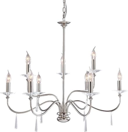Elstead Lighting LED Kroonluchter | 9X E14 Max 60W | Dimbaar | Polished Nickel