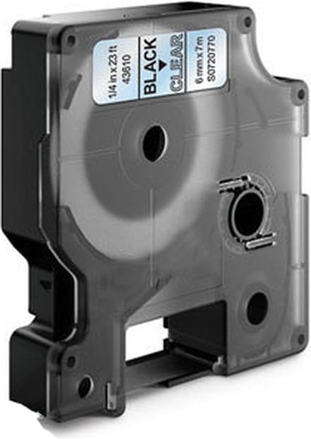 Dymo D1 Compatible 43610 (S0720770) tape zwart op transparant 6 mm x 7 m