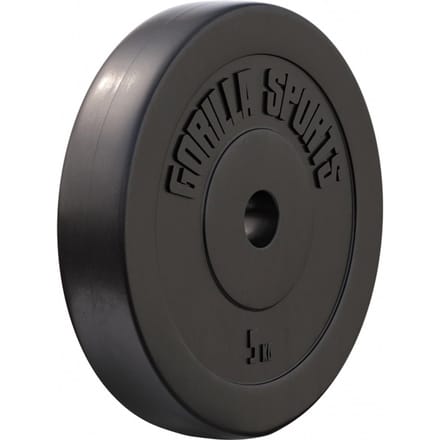 Gorilla Sports Halterschijf - Gewichtsschijf - Kunststof - 30 mm - 5 kg