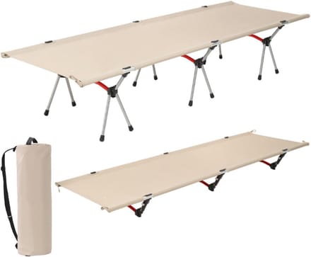 Opvouwbaar Kampeerbed - Ultralicht Reisbed - Buiten Ontspannen - Extra Sterke Constructie - 190x65cm - Khaki