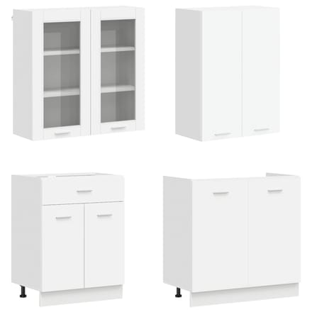 vidaXL - Keukenblok - LYON - 4 - st - Wit - Bewerkt - hout