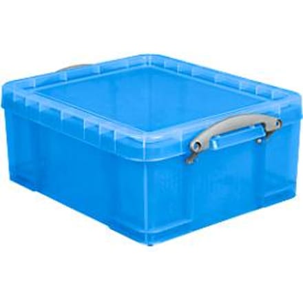 Really Useful Box opbergdoos, kunststof, met deksel, transparant blauw, 18 l