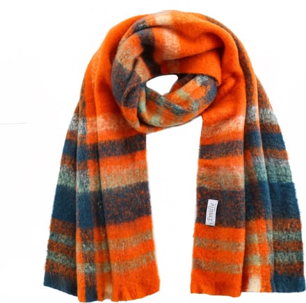 Emilie scarves – wintersjaaal – oranje – blauw – geruit