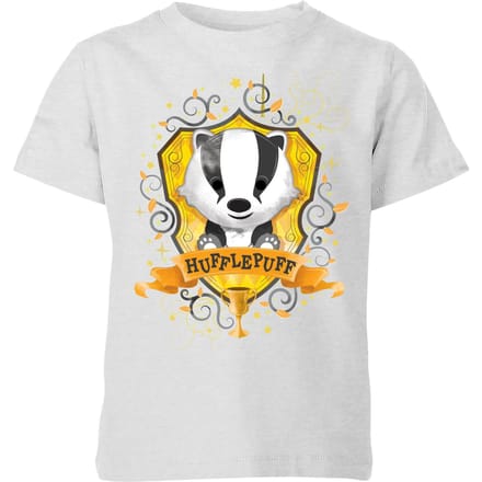 Harry Potter Kids Hufflepuff Crest kinder t-shirt - Grijs - 122/128 (7-8 jaar)
