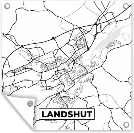 Tuindoek Landshut - Stadskaart - Kaart - Plattegrond - 100x100 cm