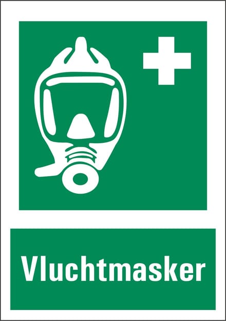Vluchtmasker sticker met tekst 148 x 210 mm