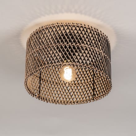 Lumidora Plafondlamp 31471 - Plafonniere - MAZE - E27 - Zwart - Naturel - Rotan - ⌀ 30 cm