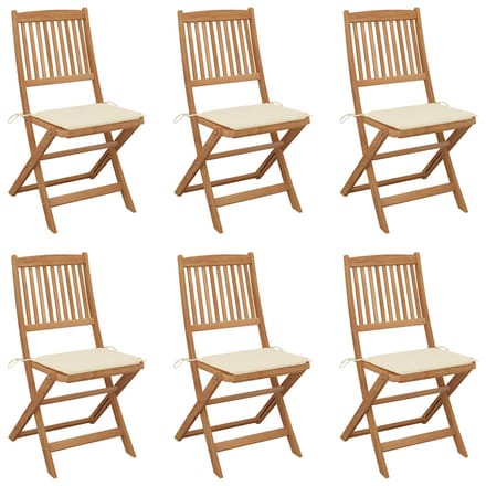 vidaXL - Inklapbare - stoelen - 6 - st - met - kussens - massief - acaciahout