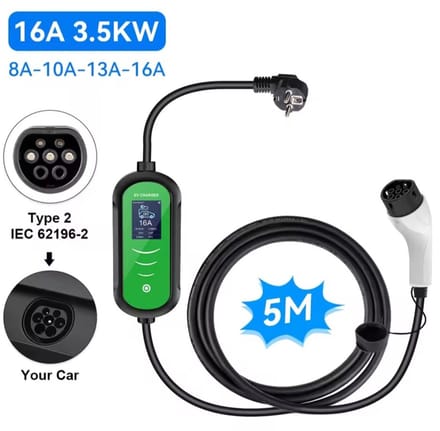 SonicDrive Laadpaal Lader Type 2 - auto charger 230v - 3.5kW - 5 meter - IP65
