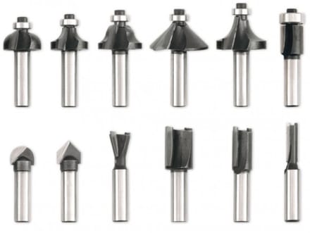 Vorel - Houtfrees Bitset - 12 Stuks - 8 mm Schacht - Voor Houtbewerking