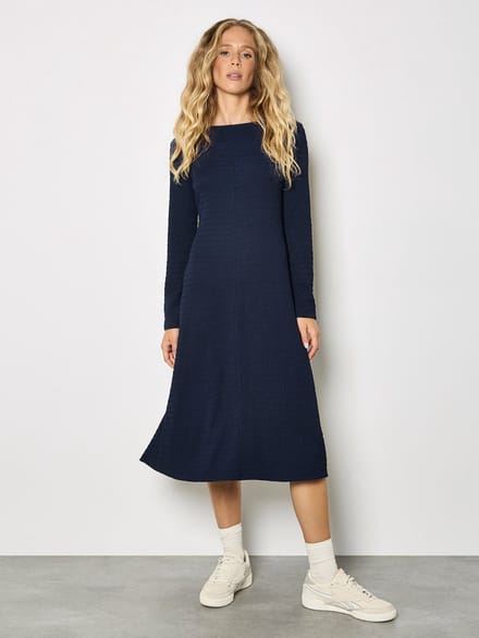Midi-jurk van gestructureerde jersey